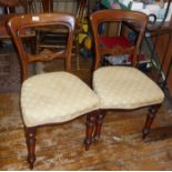 Pair Victorian mahogany spoon back dining chairs