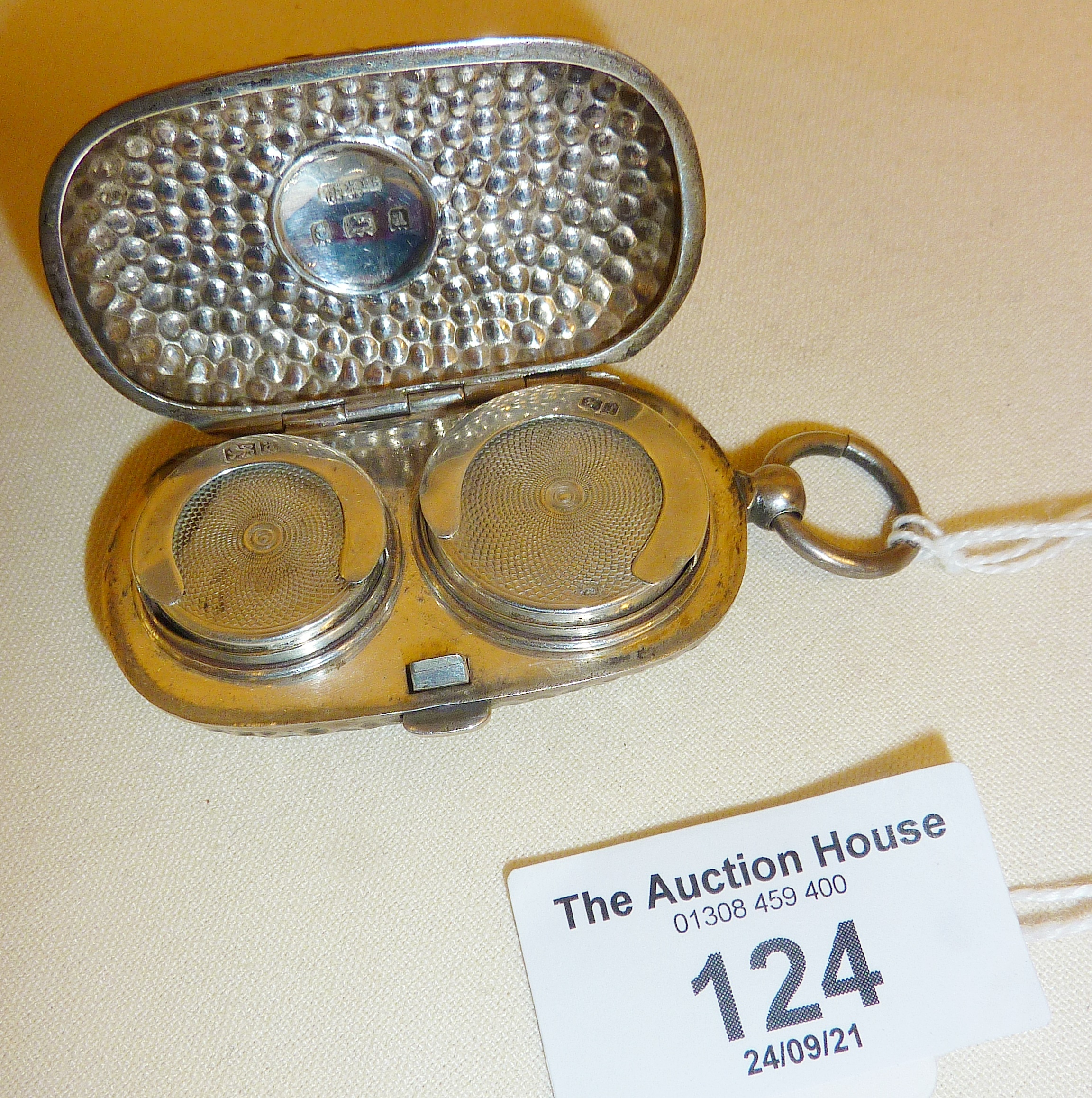 Arts & Crafts hammered silver sovereign and a half case hallmarked for Birmingham 1900, makers: