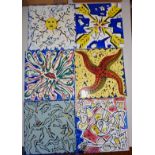 Set of six ceramic tiles - "La Suite Catalane", designed by celebrated Surrealist artist Salvador