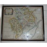 A Robert Morden hand coloured map of the County of Monmouth, centre crease, 15" x 17" in Hogarth