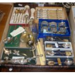 Assorted cutlery, Sterling silver spoon, THE SURPRISE corkscrew, etc.