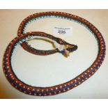 Antique WW1 Turkish POW finely beaded snake necklace