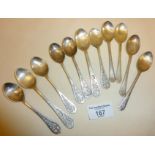 Sterling silver golfing teaspoons, six marked as LRGC (Lyme Regis Golf Club), approx. 148g