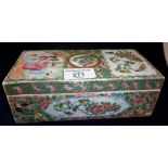 Chinese Canton famille rose box and cover, 19cm x 10cm x 7cm