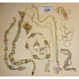 Sterling silver and white metal jewellery, mainly necklaces