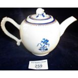 18th c. Chinese small blue and white teapot, 10cm high