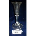 Small 18th c. wine glass on single knopped stem