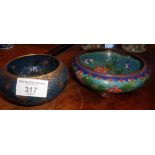 Japanese Shotai-Jippo bowl, Meiji period, 10cm diameter and a Cloisonné bowl 14cm diameter