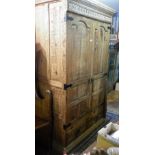 Large continental pine two-door kitchen cupboard with fully fitted interior, including pull out