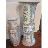 Large Chinese Canton famille rose vase, 36cm tall (chip to rim) and another