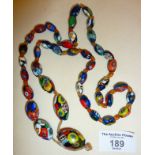 Vintage Venetian millefiori glass bead necklace