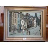 Fred Yates (1922-2008) an oil on board of The Street, Nettlebed, Henley, 12" x 16", frame size 16.5"