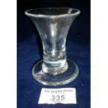 A firing glass with trumpet bowl on plain stem and foot