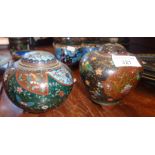 Two Japanese Cloisonné jars with covers
