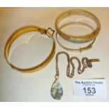 Excalibur rolled gold hinged bangle, and some others - sterling silver