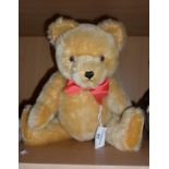 Hermann Teddy gold mohair with red bow