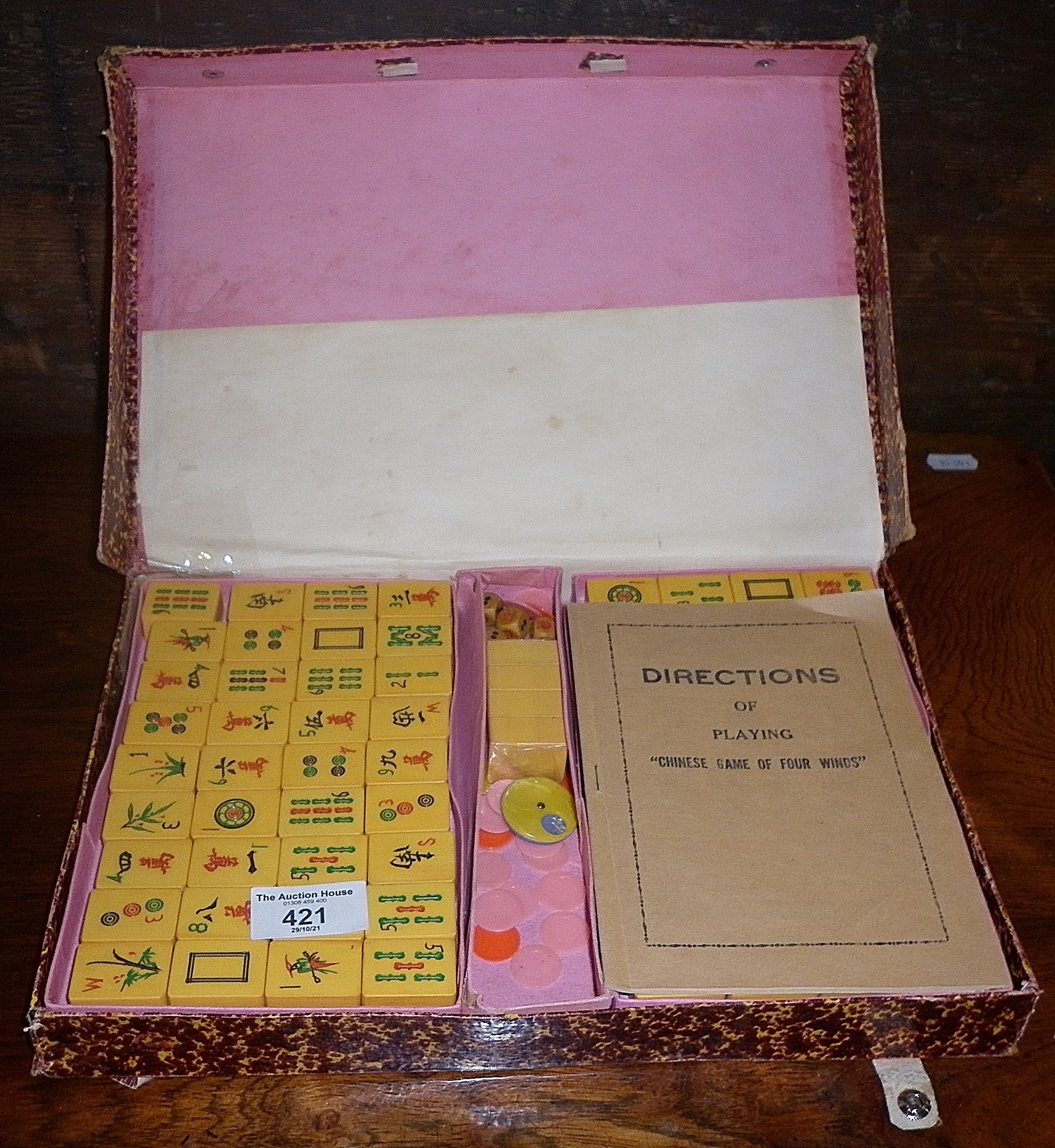 Mah Jong set in cardboard case with rule book