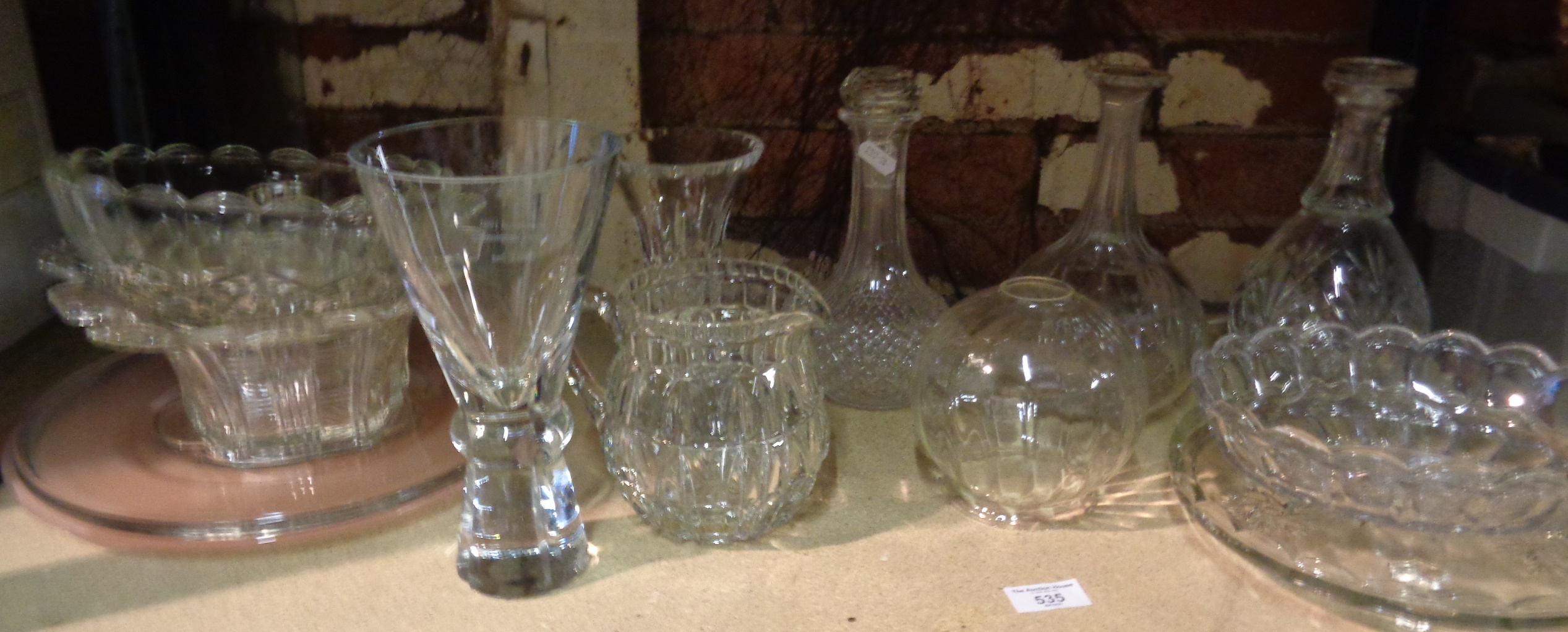 Assorted glassware inc. decanters etc.