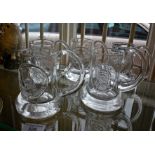 Five Dartington crested commemorative glass tankards