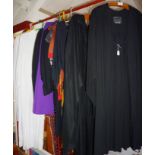 Vintage clothing: College or university robes, 1970's/80's dresses, 1960's purple cape, naval blazer