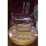 Communion tray and glasses, together with a King's pattern silver-plated part canteen of cutlery,