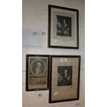 Engravings of Samuel, First Viscount Hood, George Lord Rodney and Admiral Boscawen