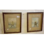 Pair of watercolours of sailing vessels