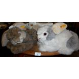 Steiff Snobby rabbit and a Steiff grey & white rabbit