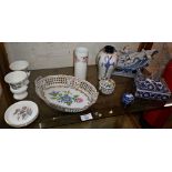 Assorted china, inc. Dresden floral printed basket dish etc.