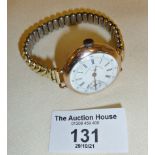 Vacheron & Constantin 14ct gold ladies wrist watch with enamel dial, second hand sweep, and rolled