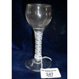 18th c. wine glass with ovoid bowl on double helix opaque twist stem, 5" high