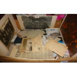 Box of assorted ephemera including postal history, playing cards and photographs etc