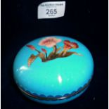 Japanese turquoise Cloisonné round flower box