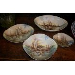 Four Royal Doulton "Home Waters" series bowls