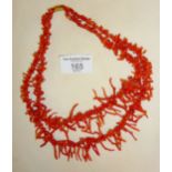 Double strand branch coral necklace with 14k gold clasp marked as JKa