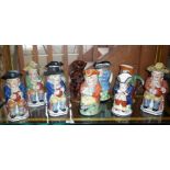 Collection of 10 various Victorian Staffordshire toby jugs