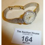 Vintage 9ct white gold and diamond ladies wrist watch with 9ct white gold strap or bracelet marked