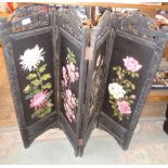 Japanese four-fold lacquer fire screen
