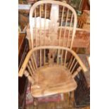 19th c. ash and elm country Windsor armchair with pierced splat