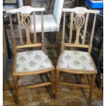 Pair of Edwardian inlaid satin walnut bedroom chairs