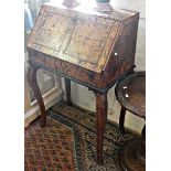 19th c. Continental Kingwood ladies bureau with fitted interior standing on carved cabriole legs,