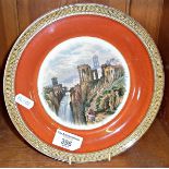 Prattware plate with Roman ruins and waterfall decoration