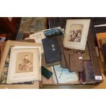 Old photographs in album, ephemera, inc. school sports clubs cards, sketchbook, etc.