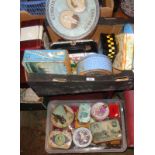 A collection of old biscuit and toffee tins (in 2 crates)