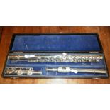 A silver-plated flute in case by J.R. Lafleur & Son Ltd.