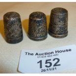 Three Sterling silver thimbles, one Charles Horner