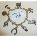 Vintage Sterling silver charm bracelet and charms, approx. 20g