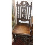 Victorian carved oak hall chair