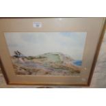 West Dorset coastal landscape by local artist Sheila Sandford, colour print