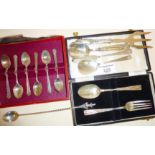 Collection of Sterling silver cutlery, inc. coffee spoons, child's cutlery sets etc. Approx. total
